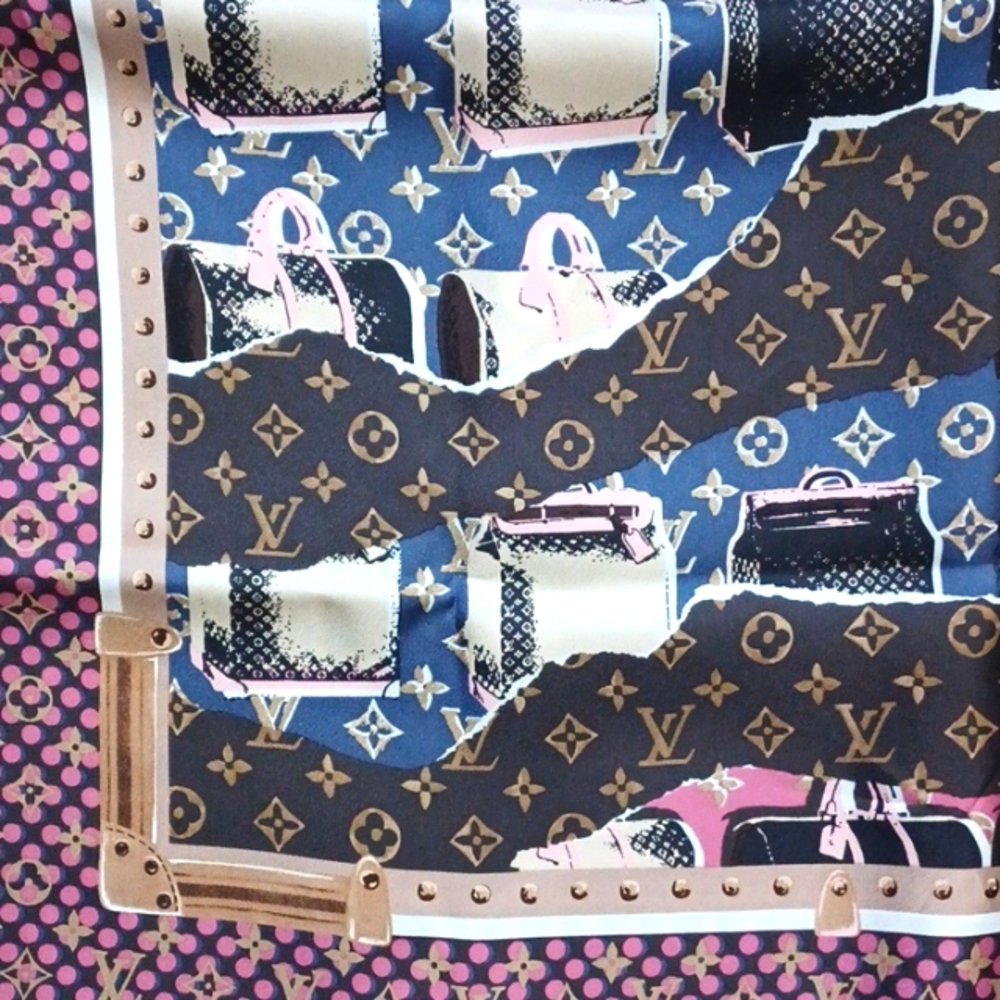 Authentic Louis Vuitton Multicolor 100% Silk Scarf - Picture 5 of 10